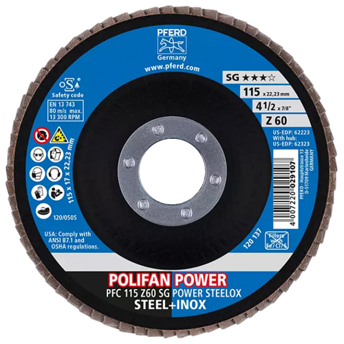 4-1/2" X 7/8" POLIFAN? FLAP DISC - CONICAL - SG, ZIRCONIA, 60 GRIT