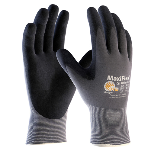 PIP MAXIFLEX ULTIMATE, 15G GRAY NYLON SHELL, BLACK NITRILE MICROFOAM GRIP
