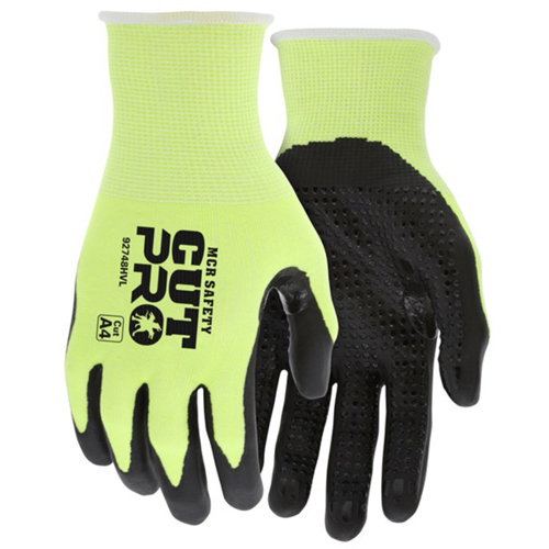 MCR SAFETY CUT PRO® 18 GAUGE HYPERMAX™ SHELL HI VIS CUT RESISTANT WORK GLOVES <p>LARGE</p>