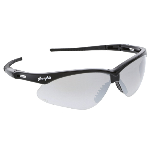 MEMPHIS SERIES BLACK SAFETY GLASSES WITH SILVER MIRROR LENSE