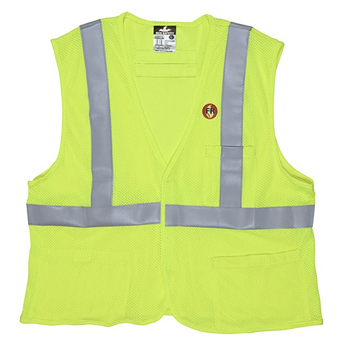 FLAME RESISTANT (FR) SAFETY VEST CLASS 2, MESH, 2 INCH SILVER STRIPES <p>X-LARGE</p.