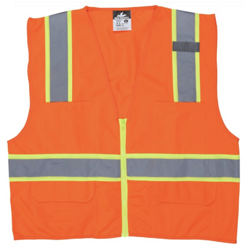 MCR HI-VIZ ORANGE SURVEYOR'S SAFETY VEST MESH TYPE R, 3 INCH LIME SILVER STRIPES<p> MEDIUM</p>