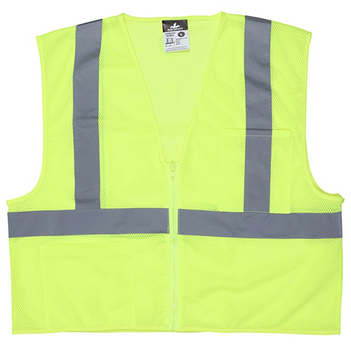 MCR HI-VIZ LIME REFLECTIVE SAFETY VEST W/ SILVER STRIPES <p>X-LARGE</p>