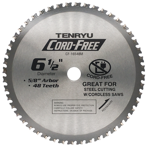 TENRYU CORD-FREE CIRCULAR SAW BLADE, 6-1/2" X 48 TPI, 5/8" ARBOR