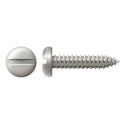 #10 X 3/4” PAN HEAD SLOTTED DRIVE TAPPING SCREW - 18-8 STAINLESS