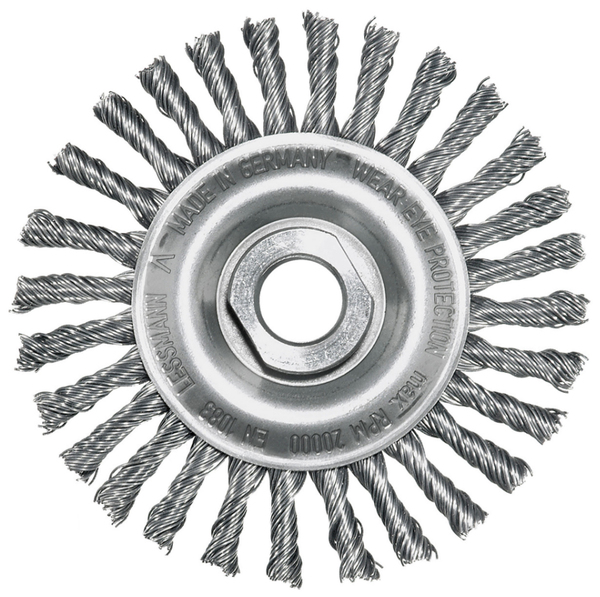 WELDCOTE 4" STANDARD TWIST WIRE WHEEL BRUSH - 5/8-11 THREAD