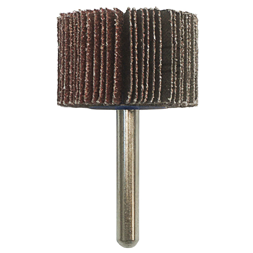 1-1/2" X 1" MOUNTED FLAP WHEEL - 1/4" SHANK - ALUMINUM OXIDE - 60 GRIT