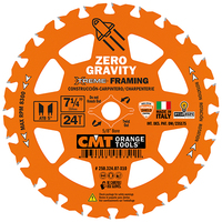 CMT ZERO GRAVITY 7-1/4" X 24T X 5/8" AH CIRCULAR SAW BLADE - FRAMING