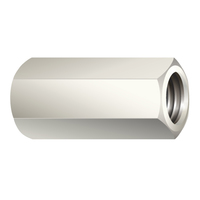 3/8"-16 X 1-1/8" ECONOMY ROD COUPLING NUT - 18-8 STAINLESS