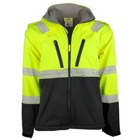 ANSI TYPE R CLASS 3 RIPSTOP YELLOW/BLACK SOFTSHELL BLACK BOTTOM JACKET LARGE