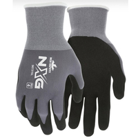 NXG WORK GLOVES 15 GAUGE GRAY NYLON SHELL NITRILE FOAM PALM AND FINGERTIPS <p>LARGE</p>