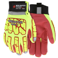 PREDATOR® IMPACT MECHANICS GLOVE HI-VISIBILITY LEATHER PALM WORK GLOVES<p>MEDIUM