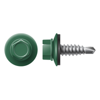 #14-14 X 7/8 HWH STITCH SCREW ZINC W/NEO WASHER (#12 HD) COOL FOREST GREEN