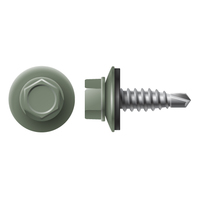 #14-14 X 7/8 HWH STITCH SCREW ZINC W/NEO WASHER (#12 HD) COOL HEMLOCK GREEN