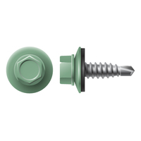 #14-14 X 7/8 HWH STITCH SCREW ZINC W/NEO WASHER (#12 HD) COOL JADE GREEN