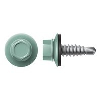 #14-14 X 7/8 HWH STITCH SCREW ZINC W/NEO WASHER (#12 HD) COOL MARINE GREEN