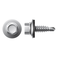 #14-14 X 7/8 HWH STITCH SCREW ZINC W/NEO WASHER (#12 HD) COOL METALLIC SILVER (BULK)