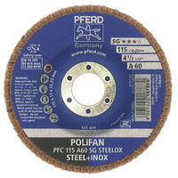 4-1/2" X 7/8" POLIFAN® FLAP DISC - CONICAL - SG, ALUMINUM OXIDE, 60 GRIT