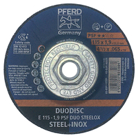 4-1/2" X .065" DUODISC® WHEEL, 5/8-11 THD. - A 46 P PSF-INOX - TYPE 27