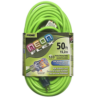 GREEN EXTENSION CORD 12/3 GAUGE (100 FT) SJTW WITH LIGHTED END